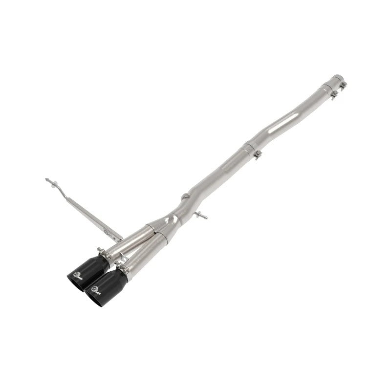 aFe MACH Force-Xp 304 stainless steel cat-back exhaust for Mini Cooper with dual black tips and flex pipe
