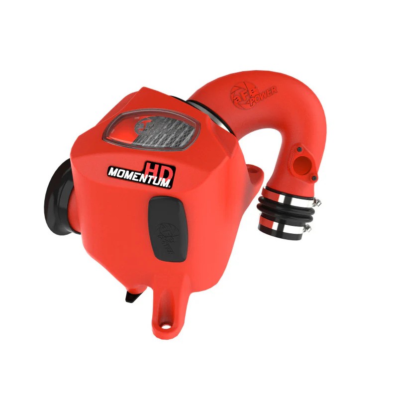 aFe Power Momentum HD cold air intake system in red XLPE housing with Pro DRY S filter for Toyota Hilux