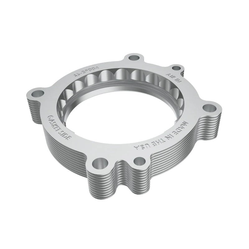 CNC-machined 6061-T6 billet aluminum aFe Silver Bullet throttle body spacer for 2018-2023 Volkswagen Atlas V6-3.6L.