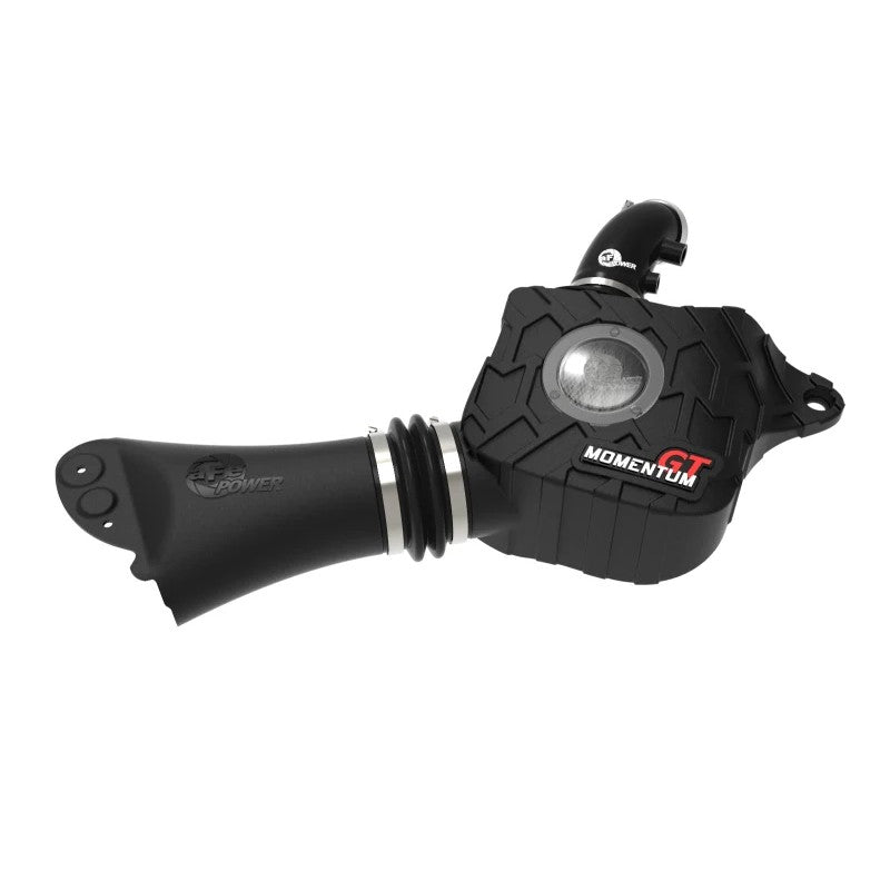 aFe Momentum GT cold air intake with black XLPE housing, clear sight window, and Pro DRY S synthetic air filter