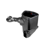 aFe Track Series intake featuring a glossy carbon fiber tube, Pro DRY S filter, and black XLPE housing.