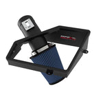 aFe POWER Magnum FORCE Stage-2 cold air intake with black powder-coated tube and blue Pro 5R oiled air filter.