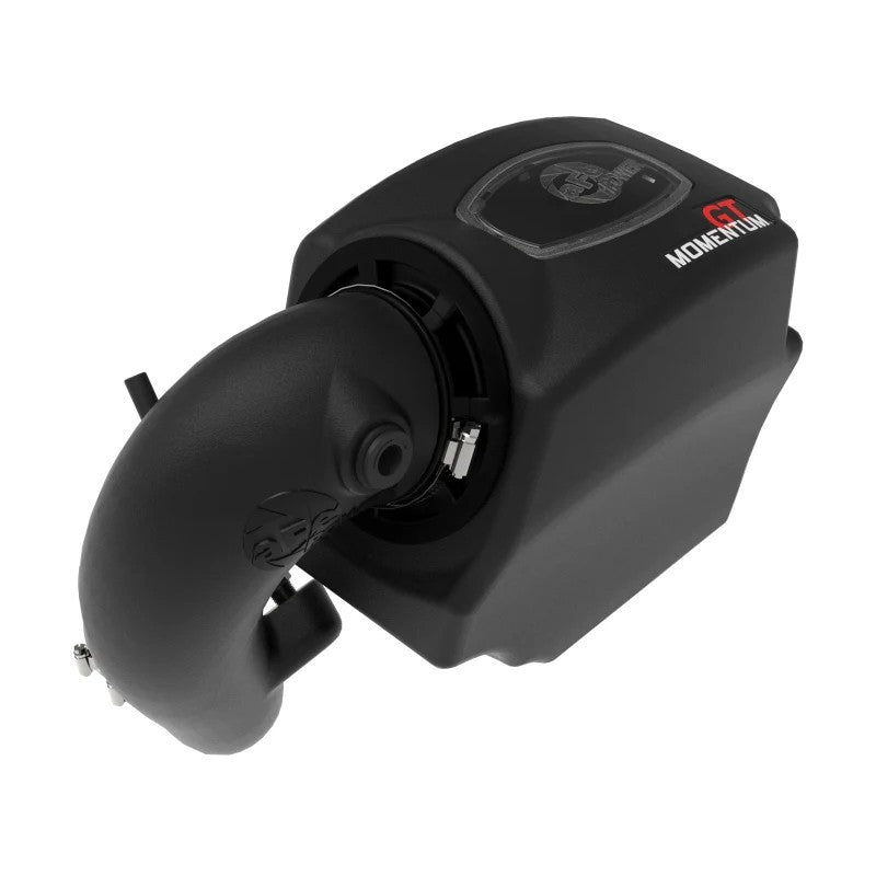 aFe POWER Momentum GT cold air intake with black XLPE housing, clear sight window, and Pro DRY S filter.
