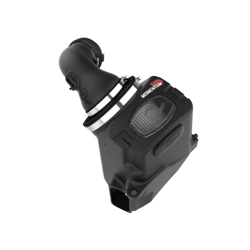 aFe Momentum HD cold air intake with sealed black XLPE housing, clear sight window, and Pro DRY S filter