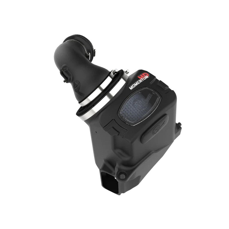 aFe POWER Momentum HD cold air intake system featuring an XLPE housing with clear sight window and Pro 10R air filter.
