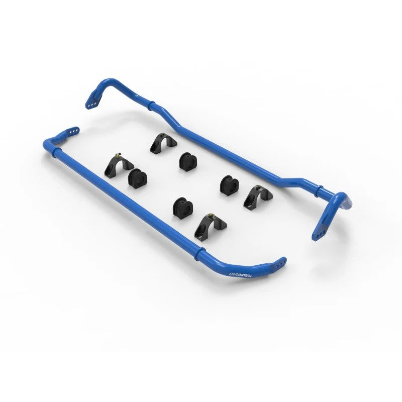 aFe Control blue powder-coated adjustable front and rear sway bars with billet aluminum brackets for 2020-2026 Corvette C8