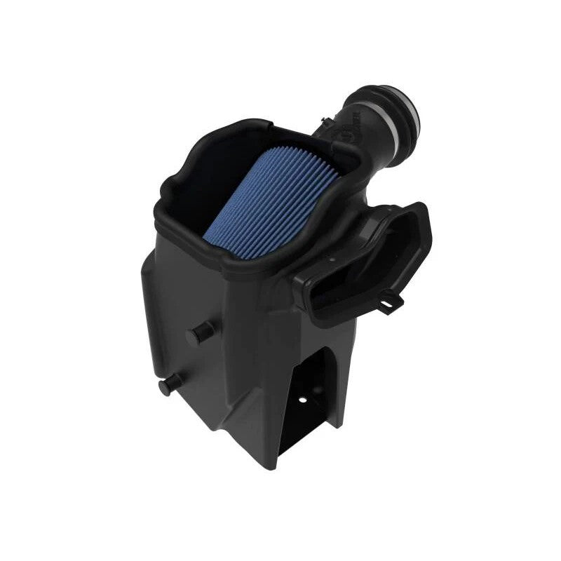 aFe Momentum GT cold air intake for 2020-2026 Ford F-250/F-350 6.7L featuring a blue Pro 5R filter and XLPE housing.