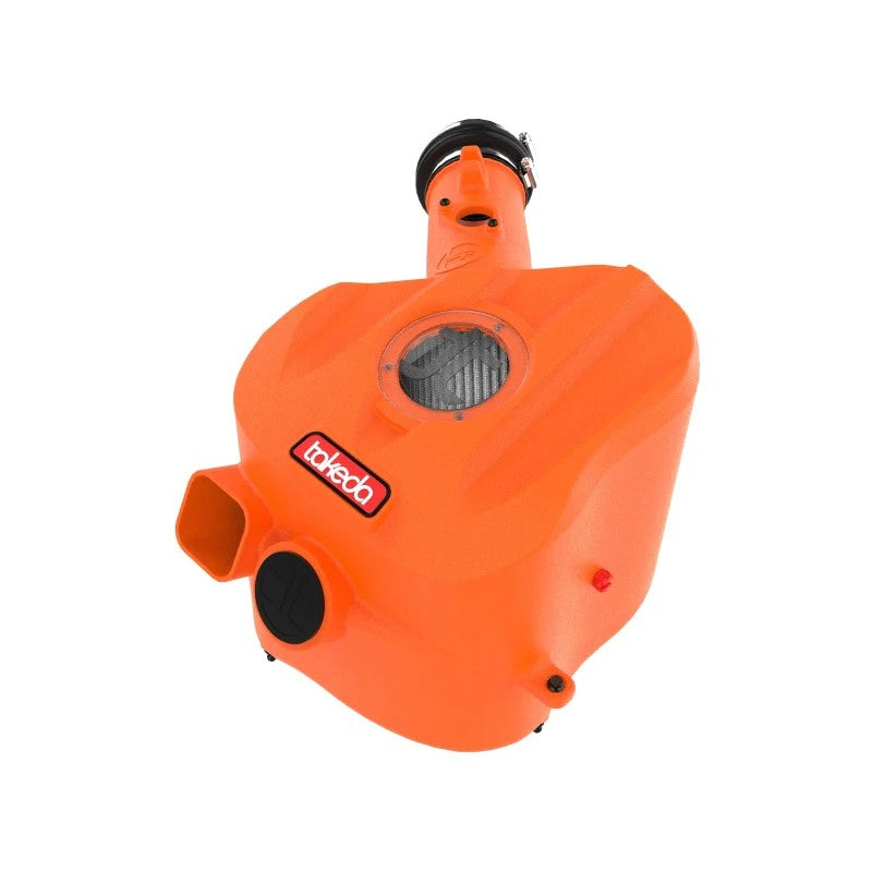 Orange aFe Takeda Momentum cold air intake housing and Pro DRY S filter for 2023-2026 Toyota GR Corolla.