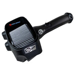 aFe Track Series matte carbon fiber intake system for Ram 1500 RHO with Pro DRY S filter and black tactical clamps.