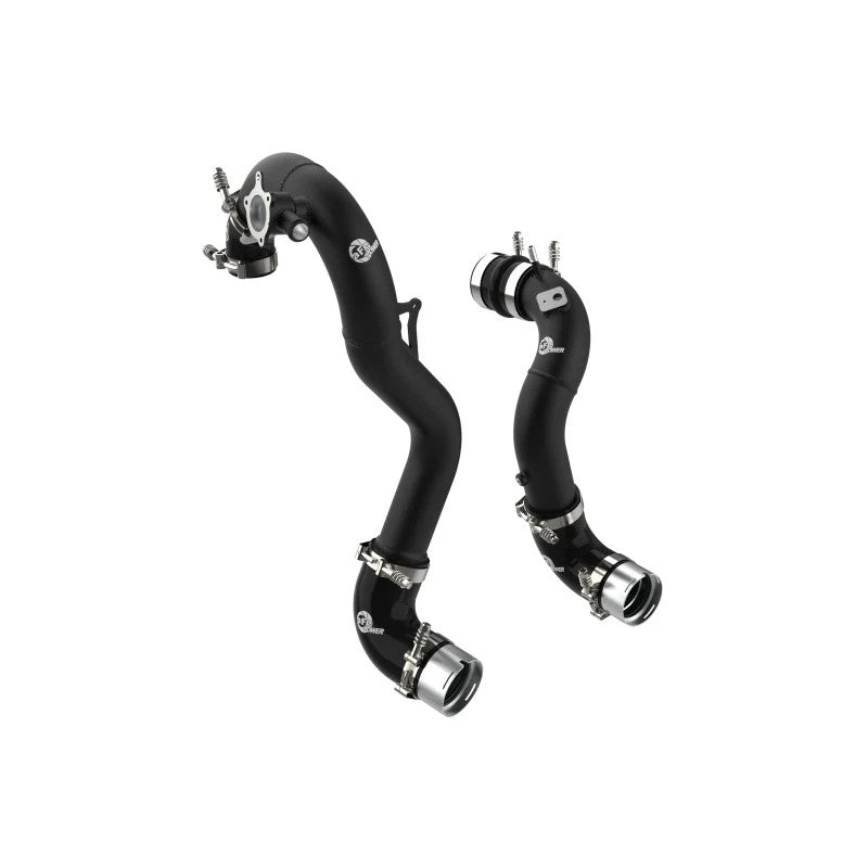 aFe BladeRunner wrinkle black aluminum hot and cold charge pipe kit with silicone couplings for 2021-2025 Ford Bronco 2.3L