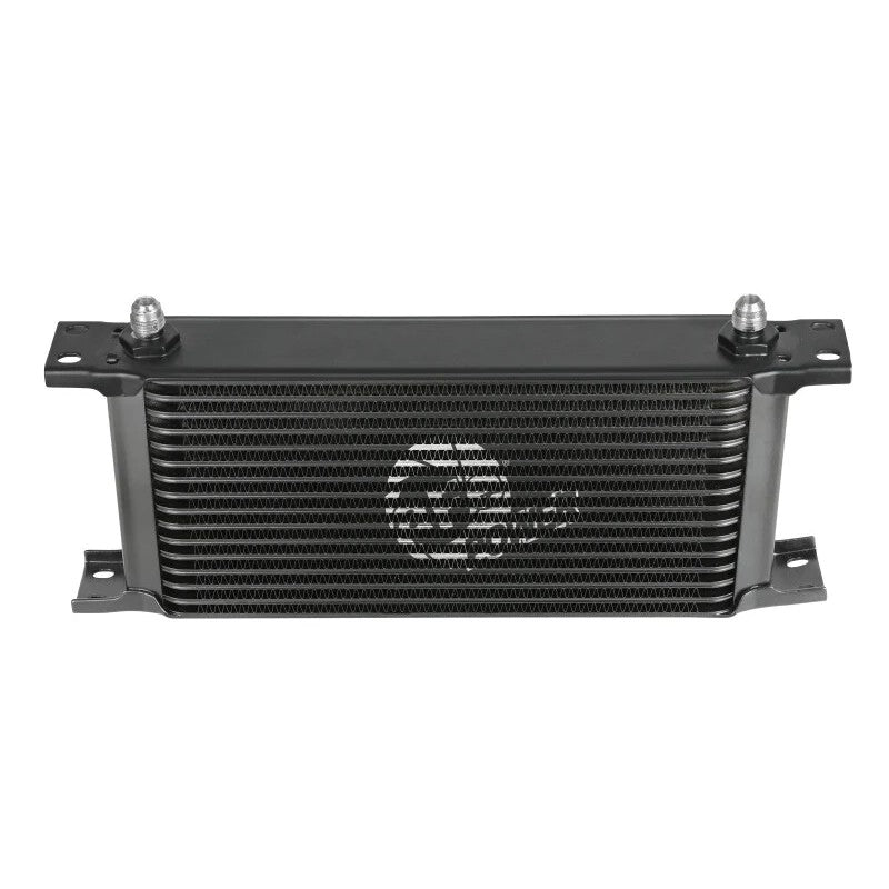 Black aFe BladeRunner stacked-plate transmission oil cooler kit with brackets and AN fittings for Ram 1500 TRX.