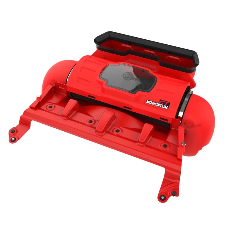 aFe Power Momentum GT Red Edition cold air intake with red XLPE housing and black Pro 5R filter for Ram TRX V8-6.2L