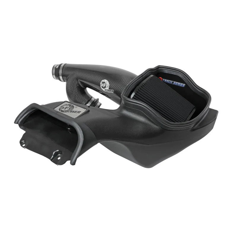 aFe Track Series carbon fiber intake tube and open-element XLPE housing with Black Pro 5R air filter