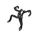 Wrinkle black aFe BladeRunner aluminum hot and cold charge pipes with silicone couplings and stainless steel clamps.