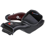 aFe Track Series air intake system with red Kevlar carbon fiber tube and open-element housing for 2023-2025 Ford F-150 Raptor