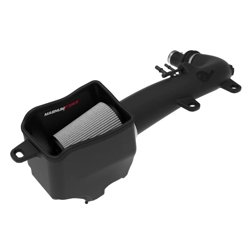 aFe Magnum FORCE Stage-2 cold air intake system with black XLPE housing and blue Pro DRY S filter for Jeep Wrangler 4xe