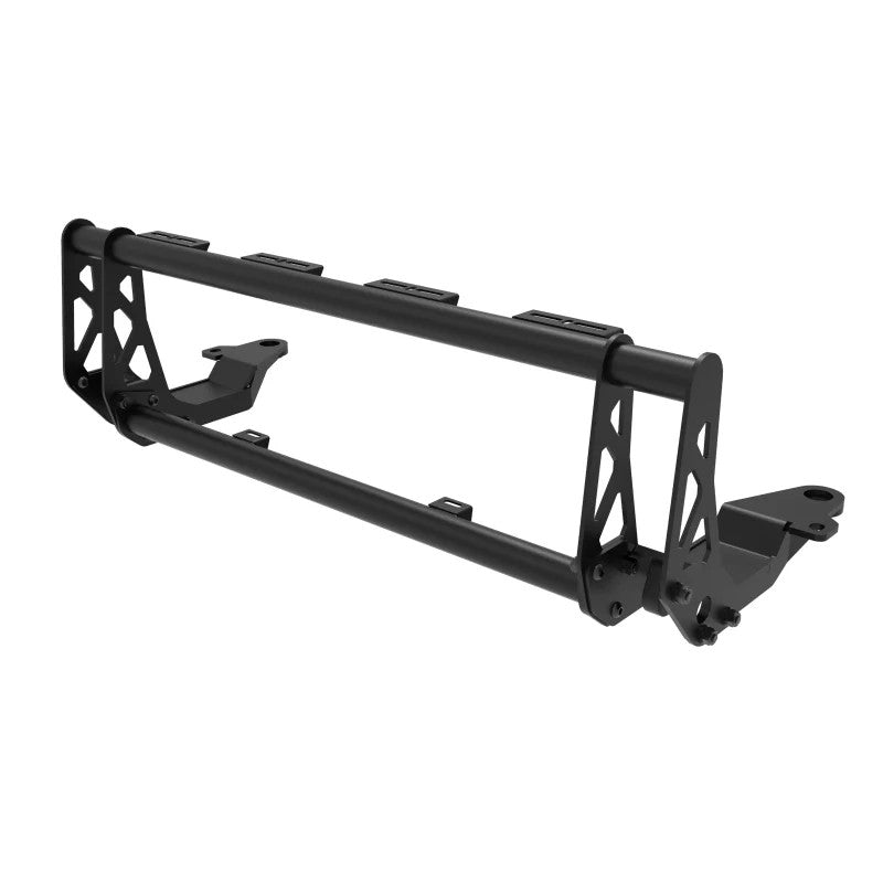 Textured black aFe Terra Guard steel bull bar with recovery shackle mounts and light tabs for Ram 1500.
