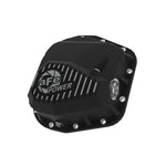 aFe Power Pro Series black powder-coated aluminum rear differential cover with machined fins and oil level sight glass