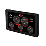 aFe POWER AGD Advanced Gauge Display 5.5-inch digital monitor on a windshield mount showing performance gauges.