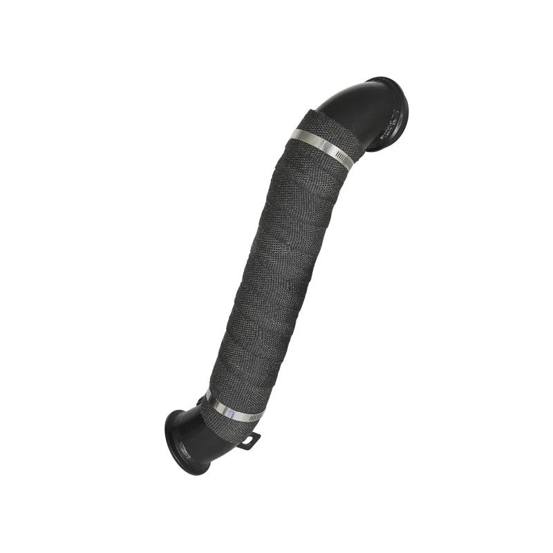 aFe Power ATLAS 3-inch black steel turbo down-pipe with thermal header wrap and CNC machined V-band flanges
