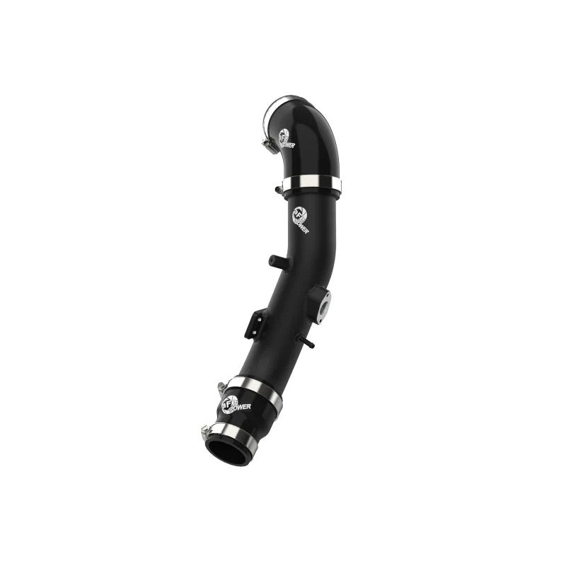 aFe POWER BladeRunner wrinkle black 2.5-inch aluminum cold charge pipe with 5-ply silicone couplings and clamps.