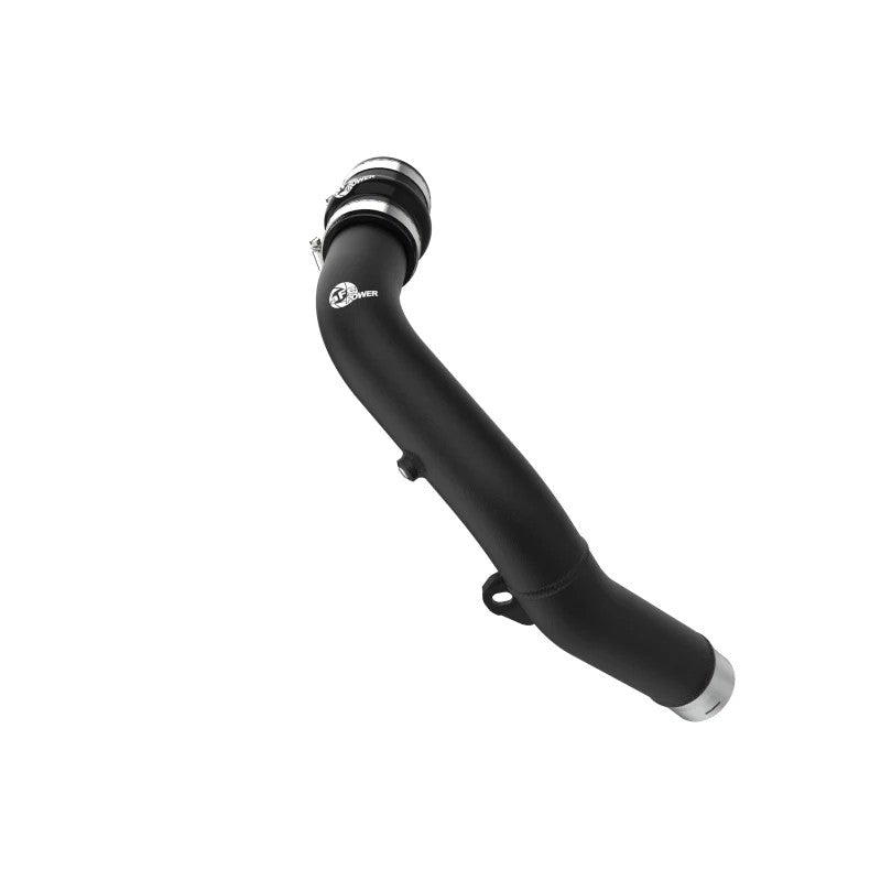 aFe BladeRunner 2-1/2 inch wrinkle black aluminum hot charge pipe with 5-ply silicone coupling and SmartSeal clamps.
