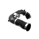 Wrinkle black aFe BladeRunner 2.5 inch aluminum intercooler hot side charge pipe with silicone couplings and clamps