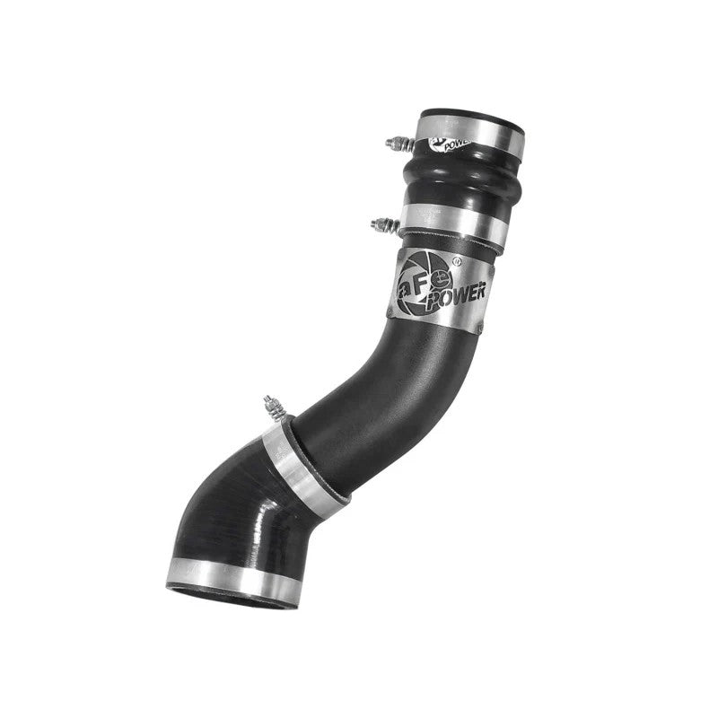 aFe BladeRunner 3-inch textured black intercooler hot side tube with black couplings and stainless steel T-bolt clamps