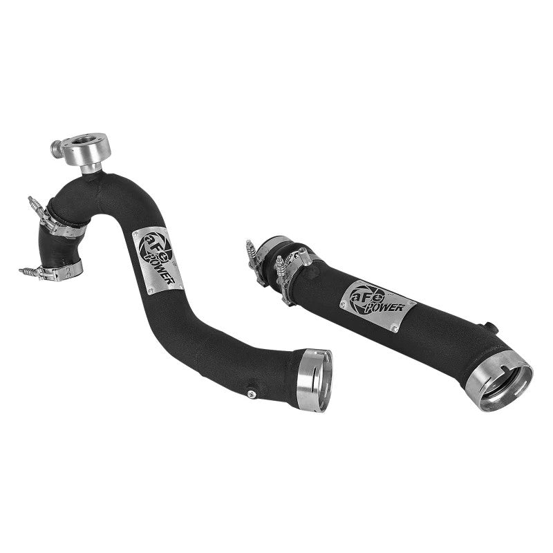 Wrinkle black mandrel-bent aluminum intercooler tube kit with silicone couplers and clamps for 2019-2023 Ford Ranger.