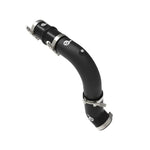 Wrinkle black aFe BladeRunner 3-inch aluminum hot charge pipe with 5-ply silicone couplings and T-bolt clamps.