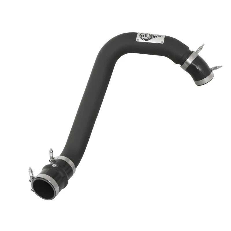 aFe Power BladeRunner wrinkle-black 3-inch aluminum intercooler tube with silicone boots and stainless steel clamps.