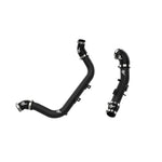 aFe BladeRunner wrinkle black powder-coated aluminum hot and cold charge pipes with silicone couplings and clamps.