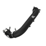 aFe BladeRunner 2-3/4 inch wrinkle black aluminum charge pipe with silicone couplings and T-bolt clamps.