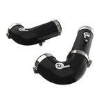 aFe BladeRunner wrinkle black aluminum and silicone intercooler charge pipes with stainless steel clamps and hardware.