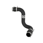 aFe Power BladeRunner intercooler out tube with blue 4-ply couplings and stainless steel T-bolt clamps.