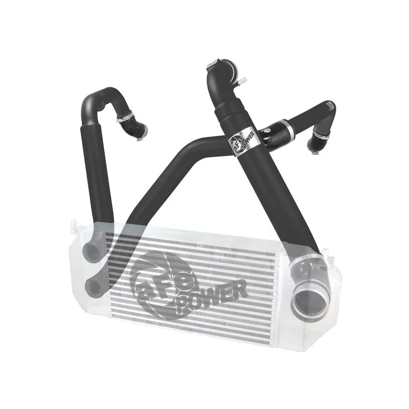 Black powder-coated aFe BladeRunner aluminum hot and cold side intercooler tubes for 2015-2016 Ford F-150 3.5L EcoBoost.