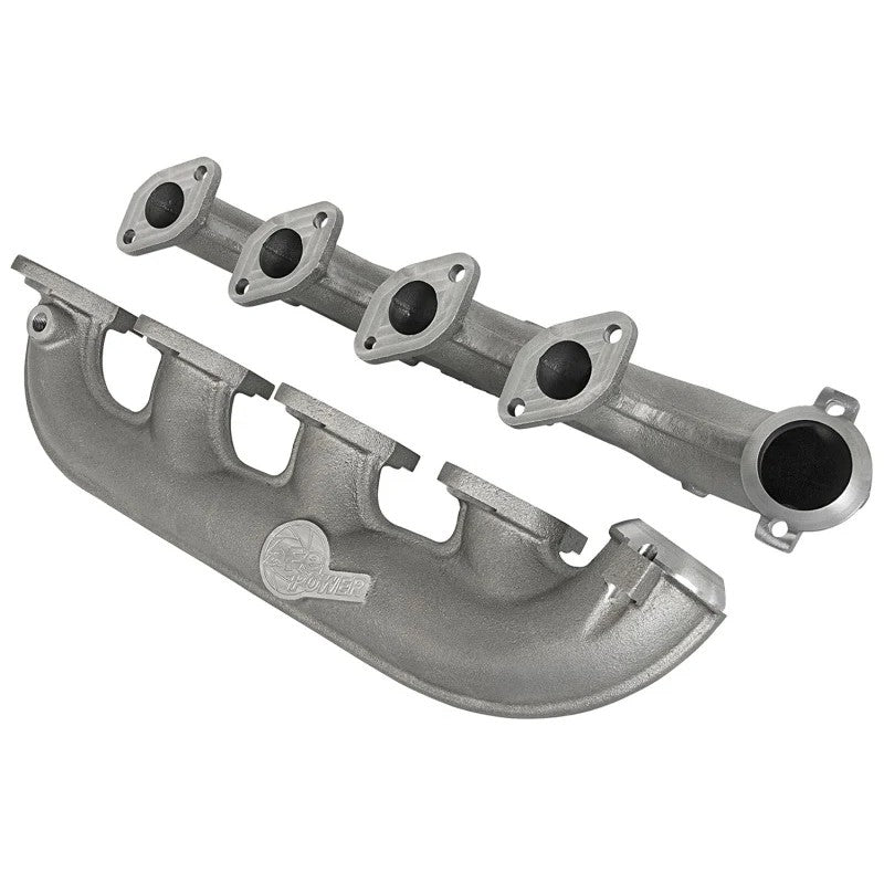 aFe BladeRunner cast ductile iron exhaust manifolds for Ford 6.0L Power Stroke with included mounting hardware