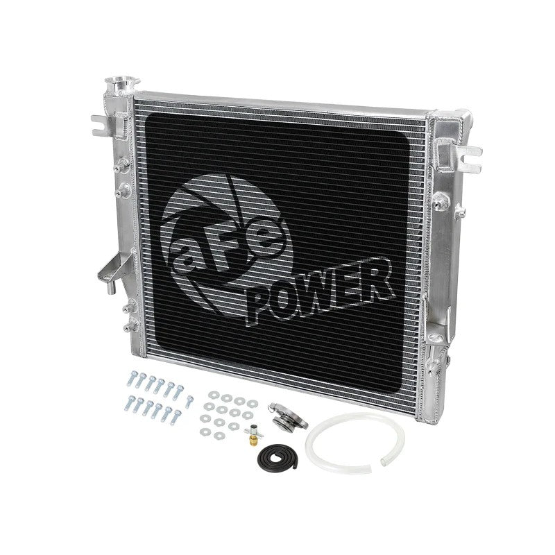 aFe BladeRunner Street Series brushed aluminum tube and fin radiator with 1.3 bar cap for 2007-2018 Jeep Wrangler JK