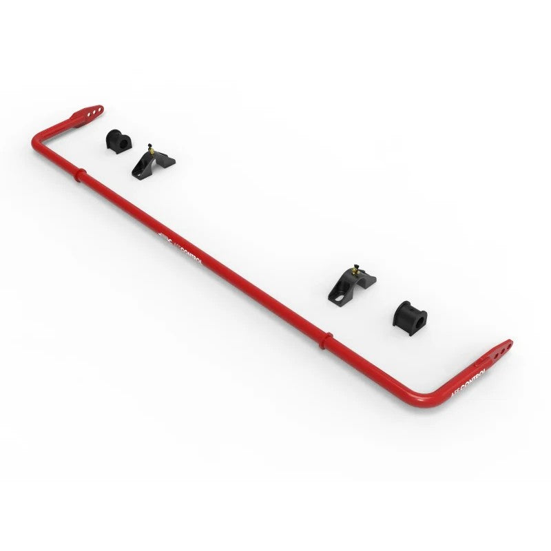 Red powder-coated solid steel 25.4mm rear sway bar with black billet aluminum brackets for 2020-2026 Ford Explorer.