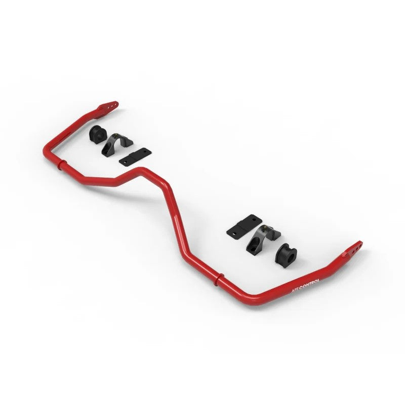 aFe Control red 3-way adjustable rear sway bar with black billet aluminum brackets and polyurethane bushings