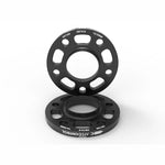 Pair of black anodized aFe CONTROL 12.5mm billet aluminum wheel spacers with 5x120 bolt pattern and 72.6mm center bore