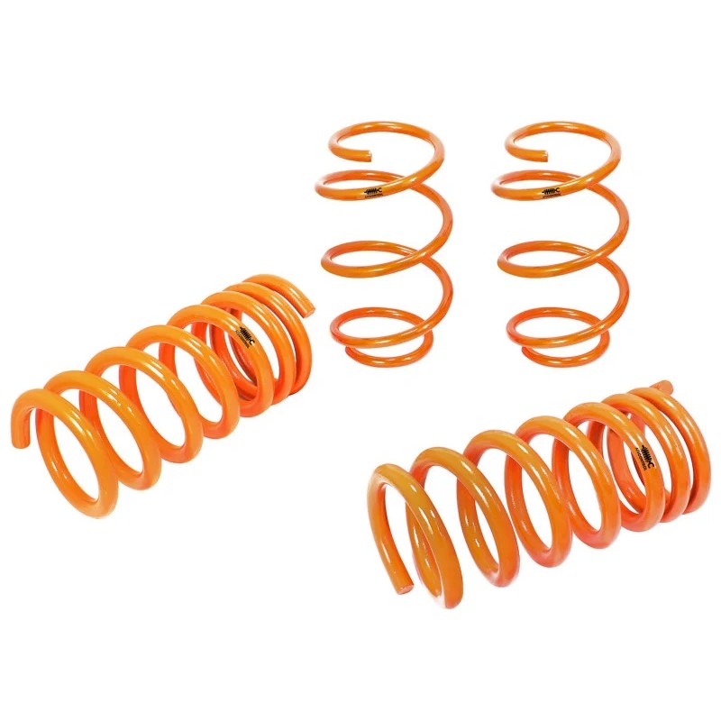 Set of four gloss silver aFe Control lowering springs for 2015-2026 Ford Mustang GT and Shelby