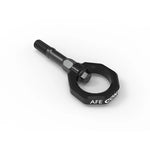 Black powder-coated 4130 steel loop and zinc-coated stem rear tow hook for Chevrolet Corvette C8 Stingray.