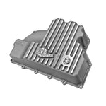 aFe POWER Street Series raw die-cast aluminum engine oil pan with cooling fins and magnetic drain plug