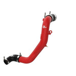 Textured red aFe BladeRunner intercooler charge pipe kit with black silicone couplers and stainless T-bolt clamps.
