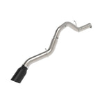 aFe Large Bore-HD 5-inch stainless steel DPF-back exhaust with 7-inch black clamp-on tip and logo plate.