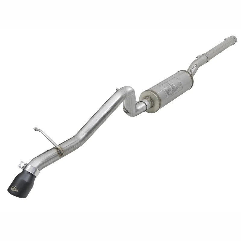 aFe MACH Force-Xp 2.5 inch 409 stainless steel cat-back exhaust with Hi-Tuck tailpipe and black tip.