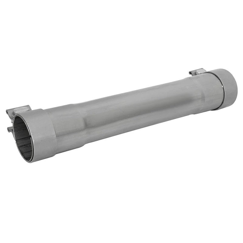aFe MACH Force-Xp 304 stainless steel 16-inch resonator delete pipe with 3-inch inlet/outlet and band clamps.