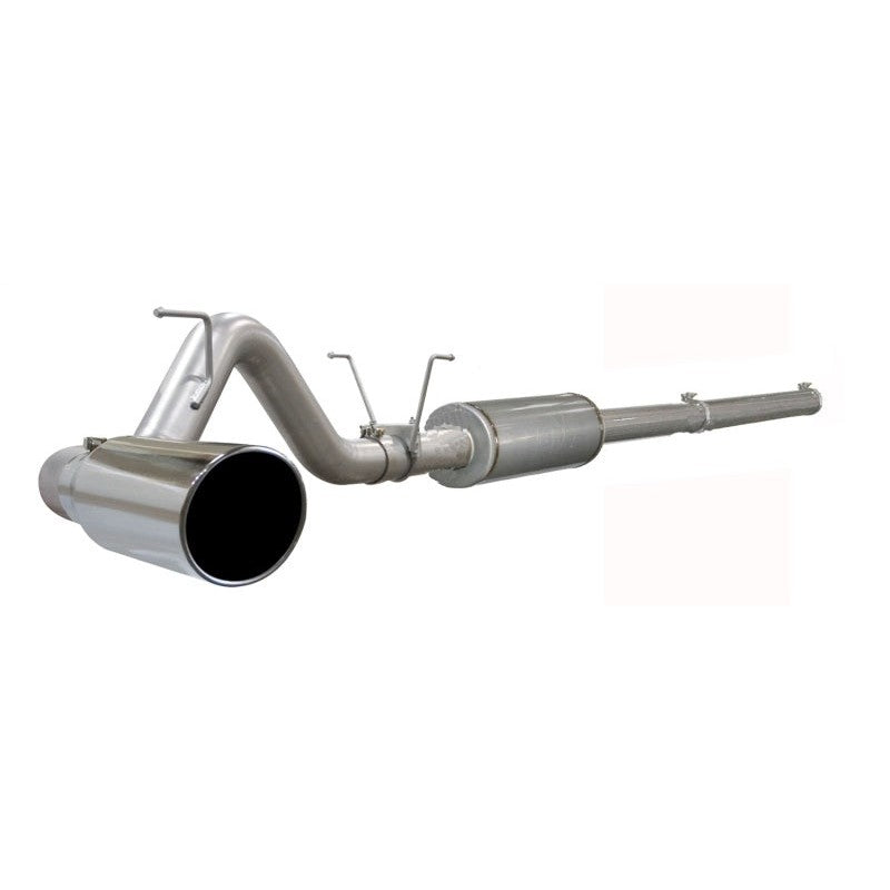 aFe MACH Force XP 4-inch stainless steel cat-back exhaust system with polished tip and 24-inch muffler.