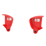 Pair of red aFe POWER Magnum FORCE dynamic air scoops for 2015-2020 BMW M3 and M4.
